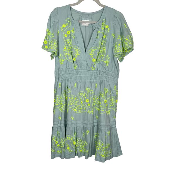 Anthropologie The Somerset Mini Dress: Embroidered Linen Edition Sz Large - Picture 2 of 11